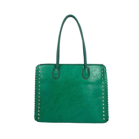 Hot Pink Studded Tote Handbag - Picture 1 of 7